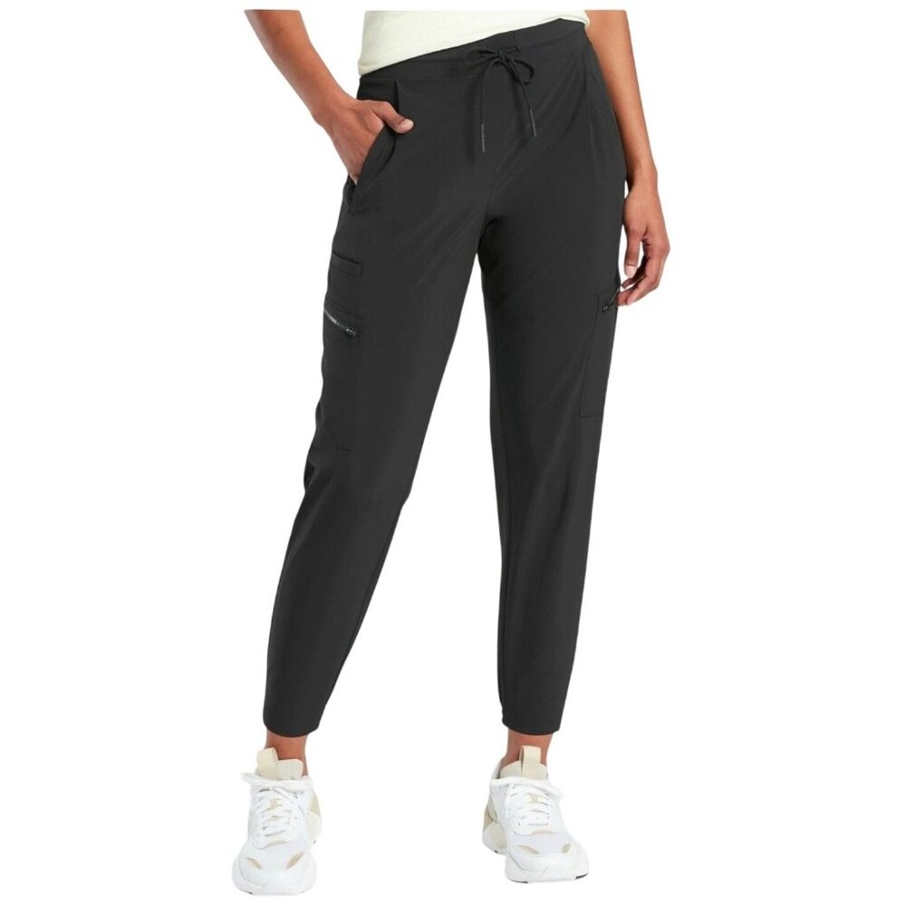 Athleta Venture Womens Black Jogger Cargo Pants Size 10‎ Drawstring Athleisure
